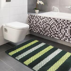 Zielone miękkie dywaniki łazienkowe w paski - Batiso 3X