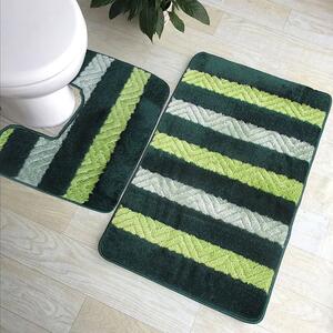 Zielone dywaniki łazienkowe w paski - Batiso 4X