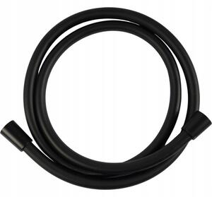 Wąż prysznicowy Sepio PVC czarny 150cm gumowy gładki obrotowy stal nierdzewna