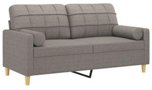 Sofa 2-osobowa z poduszkami, taupe, 140 cm, tkanina