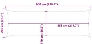 Żagiel przeciwsłoneczny biały 6 x 2 m 100% poliester oxford