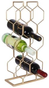 Stojak na wino metalowy złoty 8 butelek 23x48 cm