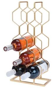 Stojak na wino metalowy złoty 8 butelek 23x48 cm