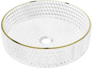 Mexen Aura szklana umywalka nablatowa 39 x 39 cm, transparent/złota - 24013905