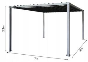 Pergola multiklimatyczna 3x3 m z metalową żaluzją i regulowanym stalowym dachem
