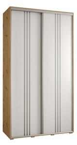 Szafa przesuwna wysoka Davos 6 140, gł. 60 cm artisan + biały + srebrny