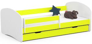 Łóżko dziecięce z szufladą białe + limonka - Ellsa 5 x 180x90