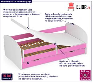 Łóżko dla dziewczynki białe + różowy - Ellsa 3X 70x140