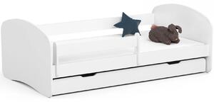 Białe łóżko dziecięce z barierką - Ellsa 4x 80x160