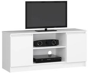 Biała szafka pod telewizor z półkami - Darius 3X 120 cm