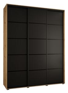 Szafa przesuwna wysoka Davos 4 200, gł. 60 cm artisan + czarny + czarny