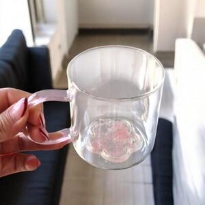 Szklanka termiczna z brokatowtym kwiatkiem w środku 250 ML - SZK143