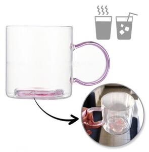 Szklanka termiczna z brokatowtym kwiatkiem w środku 250 ML - SZK143