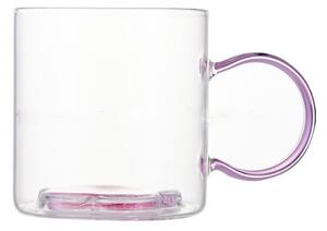 Szklanka termiczna z brokatowtym kwiatkiem w środku 250 ML - SZK143