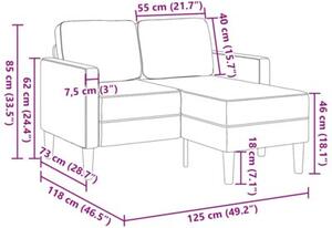 Sofa 2-osobowa z szezlongiem w ksztaÅcie litery l ciemnoszara