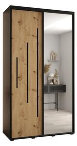 Szafa przesuwna wysoka Davos 13 140, gł. 60 cm czarny + artisan + czarny