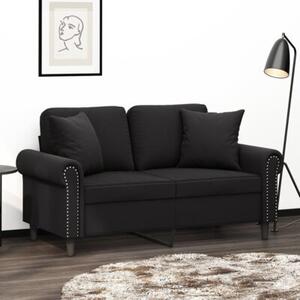 Sofa 2-osobowa z poduszkami, czarna, 120 cm, aksamit
