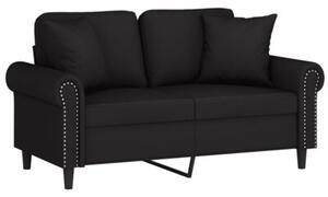 Sofa 2-osobowa z poduszkami, czarna, 120 cm, aksamit