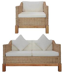 2-częściowy zestaw wypoczynkowy, sofa i fotel, naturalny rattan D1-Z04