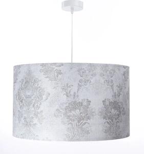 Srebrno-biała lampa wisząca z abażurem - S393-Helisa