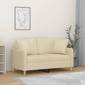 Sofa 2-osobowa z poduszkami, kremowa, 120 cm, tkanina
