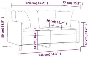 Sofa 2-osobowa z poduszkami, kremowa, 120 cm, tkanina