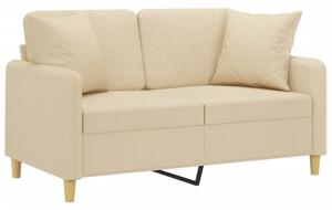 Sofa 2-osobowa z poduszkami, kremowa, 120 cm, tkanina