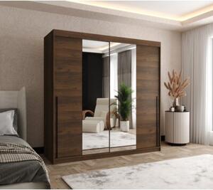 Szafa przesuwna z lustrem Garderoba SIMA T1 200 orzech + u. czarny