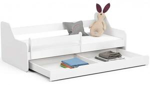 Białe łóżko dziecięce z barierką i szufladą - Milagros 4X 80x180