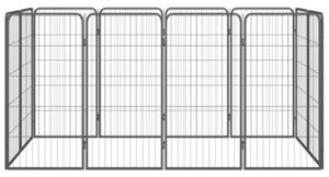 Kojec dla psa, 12 paneli, czarny, 50x100 cm, stal