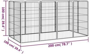 Kojec dla psa, 12 paneli, czarny, 50x100 cm, stal