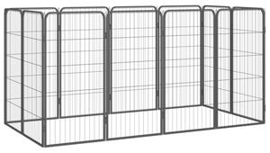 Kojec dla psa, 12 paneli, czarny, 50x100 cm, stal