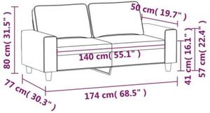 Sofa 2-osobowa, czarna, 140 cm, tapicerowana tkaninÄ