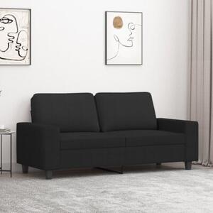 Sofa 2-osobowa, czarna, 140 cm, tapicerowana tkaninÄ