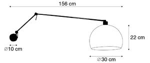 Kinkiet / Lampa scienna czarny z białym kloszem regulowanym 30 cm - Blitz Oswietlenie wewnetrzne