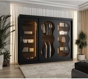 Szafa przesuwna z lustrem Garderoba Abiks BAHRAJN 3 250 czarny + LED 1 szt