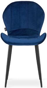 Komplet niebieskich aksamitnych krzeseł nowoczesnych 4 szt. - Edi