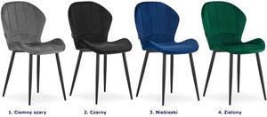 Komplet niebieskich aksamitnych krzeseł nowoczesnych 4 szt. - Edi