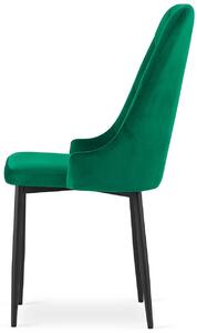 Komplet zielonych welurowych krzeseł do gabinetu 4 szt. - Hamza