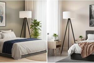 Lampa podłogowa trójnóg czarny Light Home LH Juta 1xE27 45cm abażur walec biały