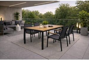 Zestaw mebli ogrodowych balkon stół Allen Pro 130x70W + 4x krzesło Fuerte czarne