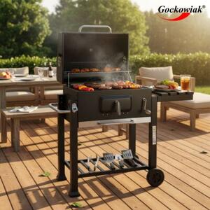 Grill ogrodowy węglowy GOCKOWIAK Vulcan Zamykany, na kółkach, termometr, popielnik