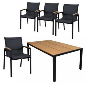Zestaw mebli ogrodowych balkon stół Allen Pro 130x70W + 4x krzesło Fuerte czarne