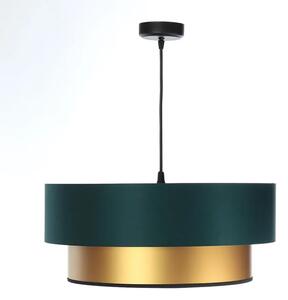Złoto-zielona lampa wisząca glamour z abażurem - S417-Melux