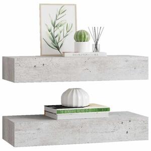 Półki ścienne z szufladą, 2 szt., szare, 60 x 23,5 x 10 cm, mdf