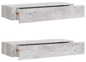 Półki ścienne z szufladą, 2 szt., szare, 60 x 23,5 x 10 cm, mdf