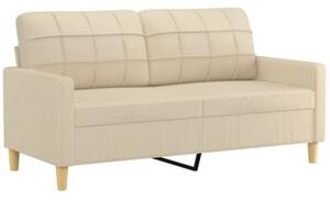 Sofa 2-osobowa z poduszkami, kremowa, 140 cm, tkanina