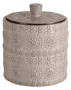 Beżowy porcelanowy organizer łazienkowy na waciki Relief – Spirella