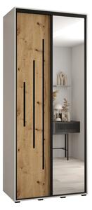 Szafa przesuwna wysoka Davos 13 110, gł. 60 cm biały + artisan + czarny