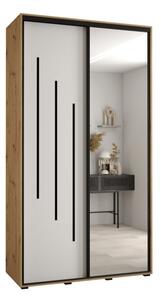 Szafa przesuwna wysoka Davos 9 130, gł. 60 cm artisan + biały + czarny